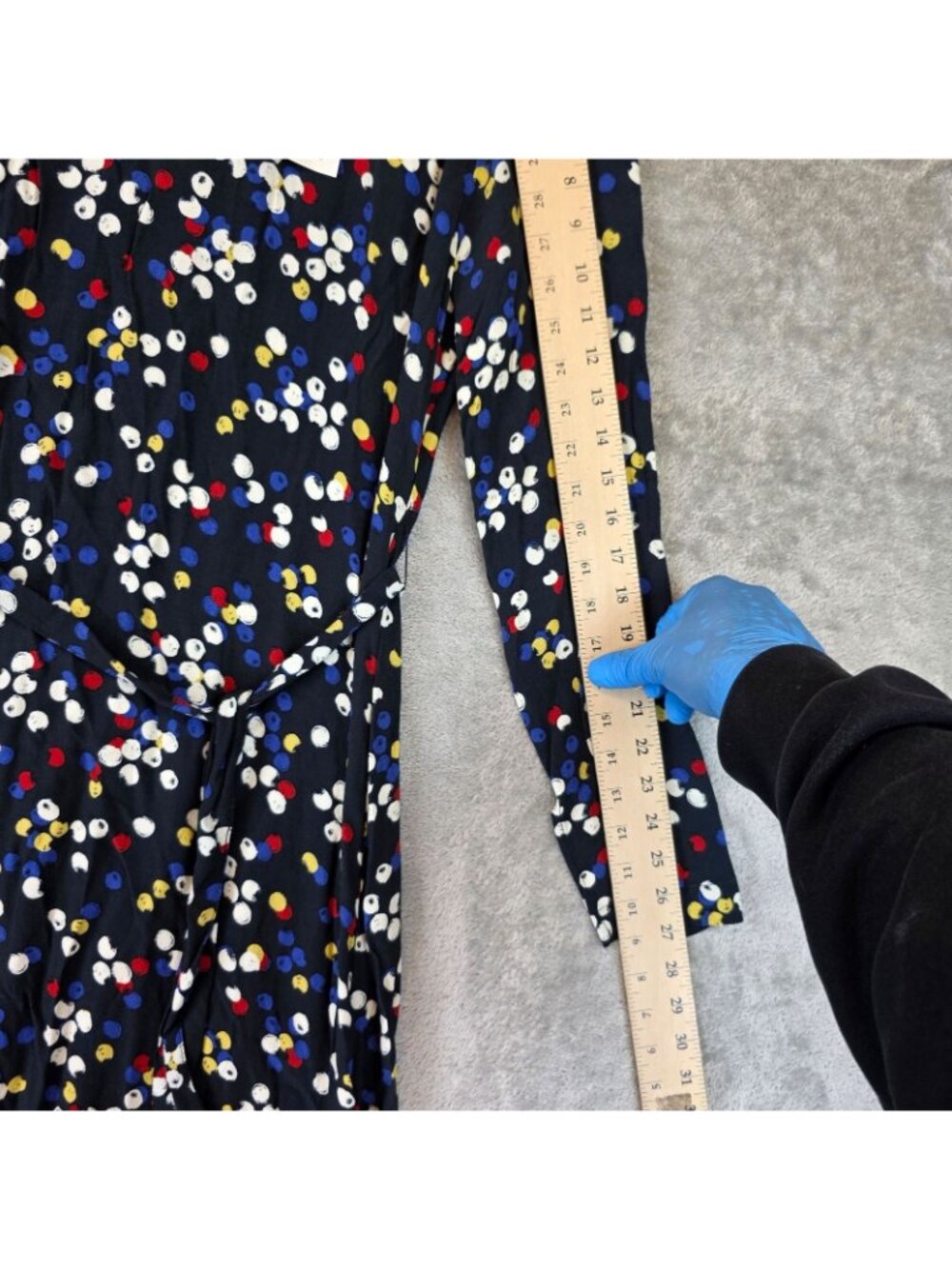 Zara Dress Womens L Multicolor Polka Dot Round Neck Long Sleeve Maxi Belted - Picture 5 of 13